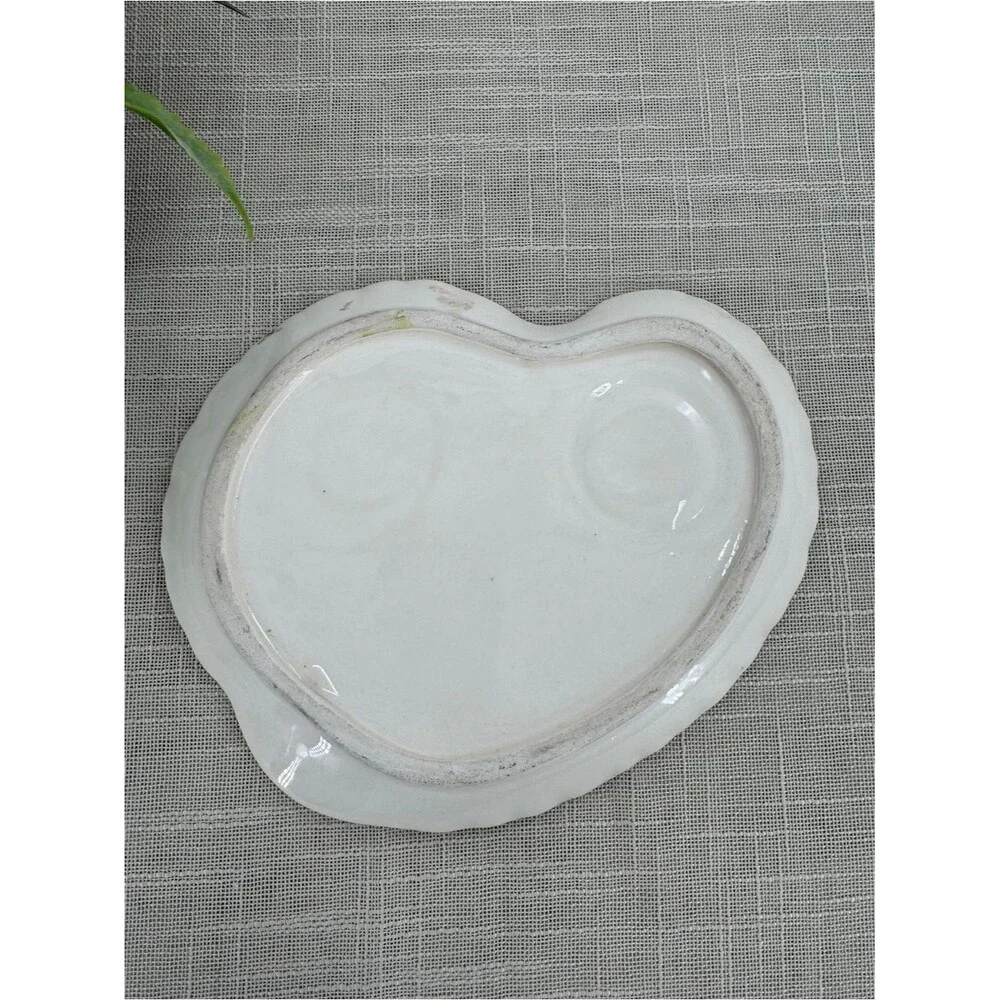 Vintage Floral Porcelain Tea Cup Tray Mint Green Gold Rose Serving Dish